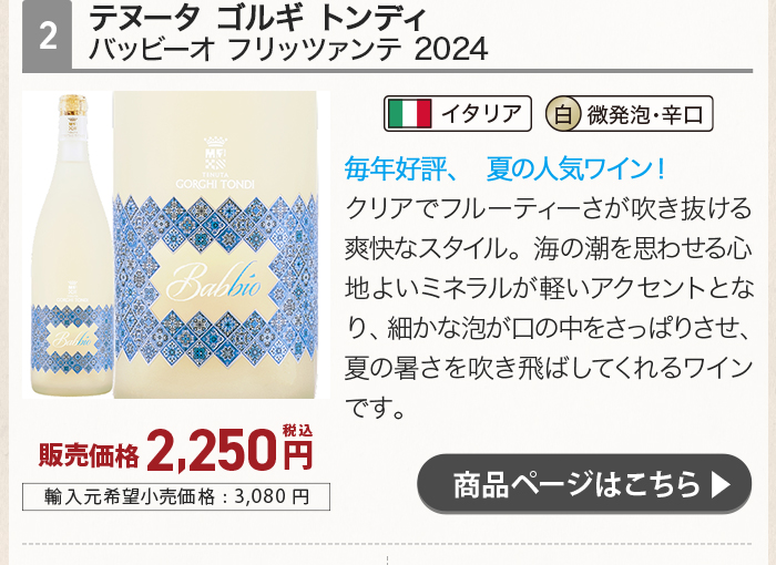 テヌータ ゴルギ トンディ バッビーオ フリッツァンテ 2024