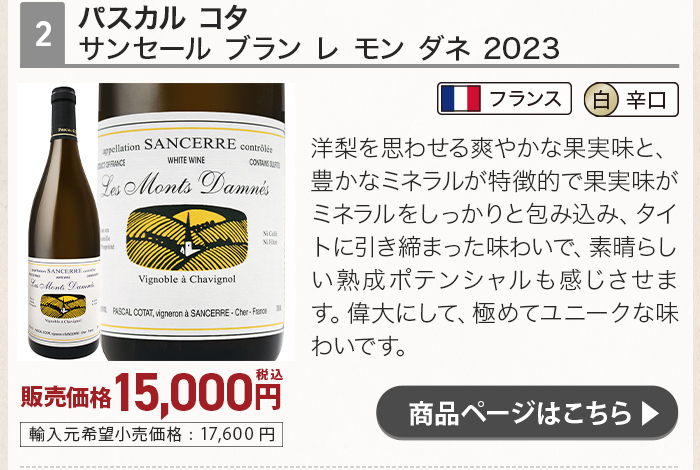 パスカルコタ サンセール ブラン レ モン ダネ 2023