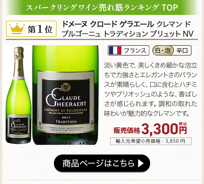 ドメーヌ クロード ゲラエール クレマン ド ブルゴーニュ トラディション ブリュット NV