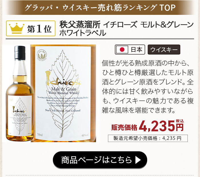 秩父蒸溜所 イチローズ モルト＆グレーン ホワイトラベル
