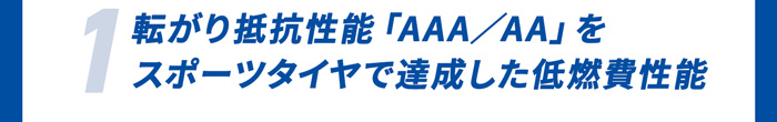 1.転がり抵抗性能「AAA／AA」をスポーツタイヤで達成した低燃費性能