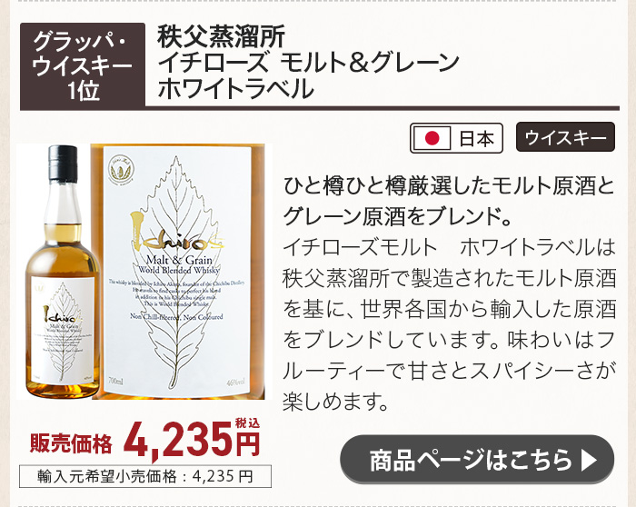 秩父蒸溜所 イチローズ モルト＆グレーン ホワイトラベル