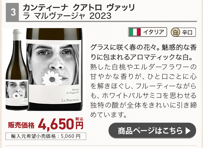 カンティーナ クアトロ ヴァッリ ラ マルヴァージャ 2023