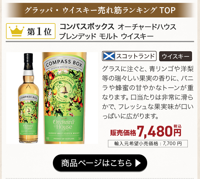 コンパスボックス オーチャードハウス ブレンデッド モルト ウイスキー
