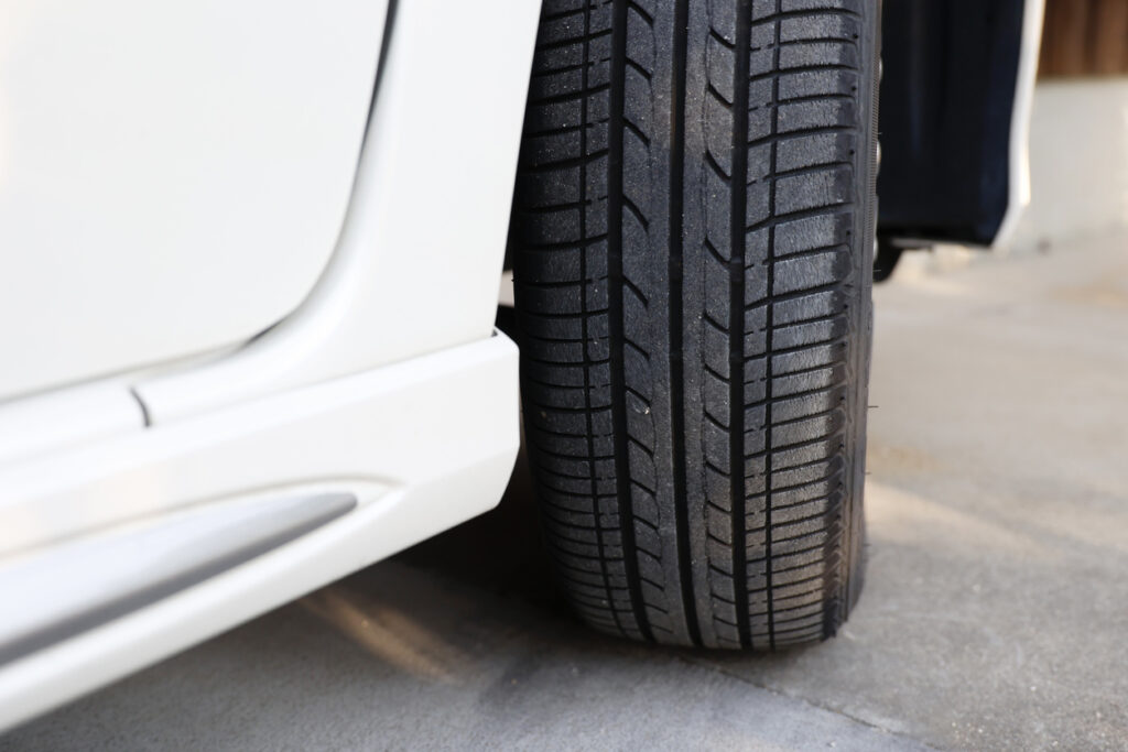 This is a close-up photo of an automobile tire.
