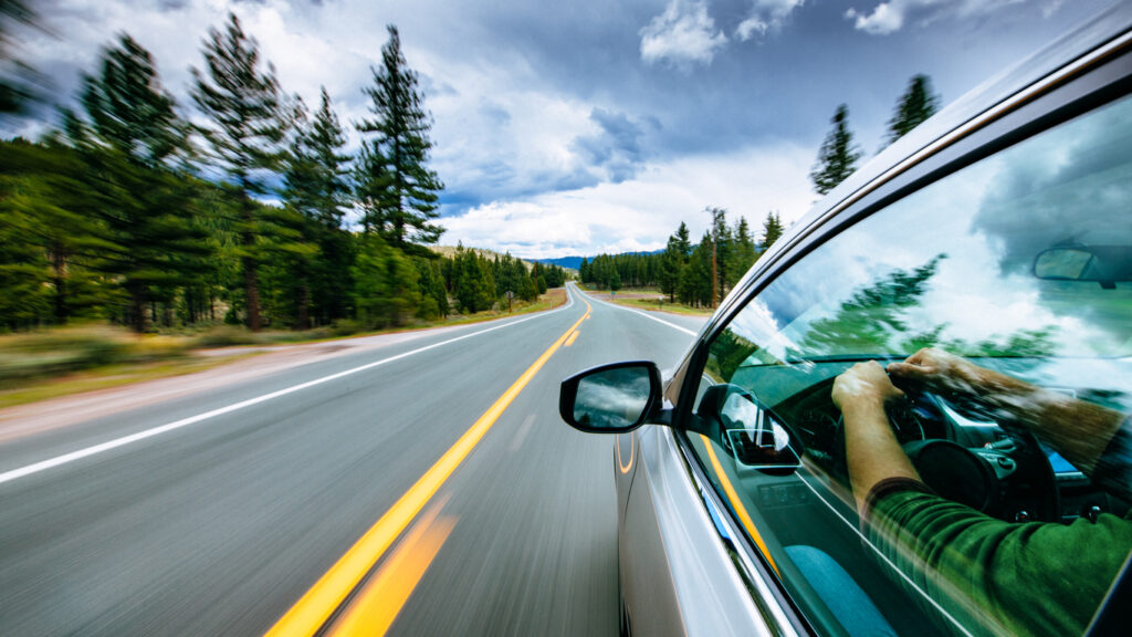 Road trip on the lonely roads of Sierra Nevada in California
