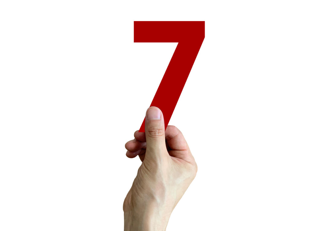 The number seven in my hand.