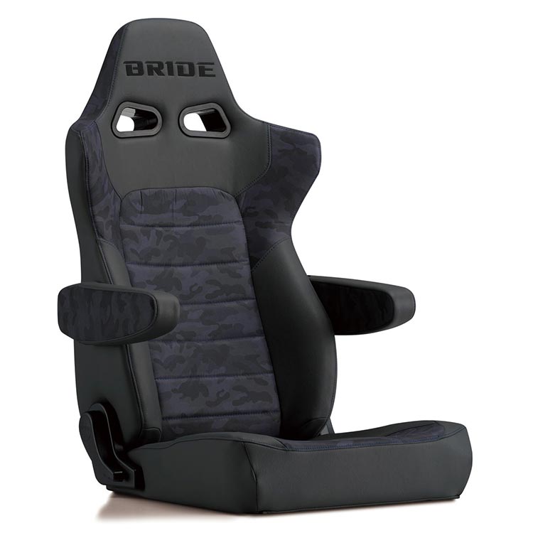ERGOSTERGHOST ヒーター付き (12V専用) ブルーカモフラージュ リクライニングシート 遊び心と優雅さを両立させたニュートレンドシート シートヒーター搭載モデルも選択できます BRIDE