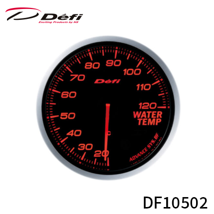 アドバンス BFメーター 60φ 水温計 20°C～120°C アンバーレッド DF10502 ネジピッチ 1/8PT ご使用の際は別売りのDefi-Link ADVANCEコントロールユニットSEまたはADVANCEコントロールユニットが必要です。 Defi