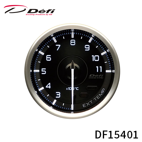 アドバンスA1 60φ 排気温度計 200°C～1100°C 指針・目盛り・数字：白 DF15401 ネジピッチ 1/8PT  Defi