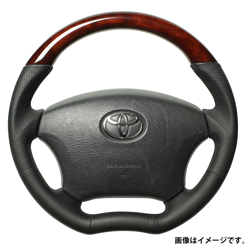 レアル ステアリング オリジナルシリーズ 品番：H200-BRW-BK 適合：ハイエース (200系：1～3型) H16.8～H25.12 / レジアスエース (200系：1～3型) H16.8～H25.12 / アルファード (10系) H14.5～H20.5 / エスティマ (30系：後期/40系：後期) H15.5～H18.1 イプサム (20系：後期) H15.10～H21.12 / ヴォクシー (60系：後期) H16.8～H19.6 / ノア (60系：後期) H16.8～H19.6 / カムリ (30系：後期) H16.7～H18.1 / ランドクルーザー (100系：後期) H14.8～H19.9 REAL
