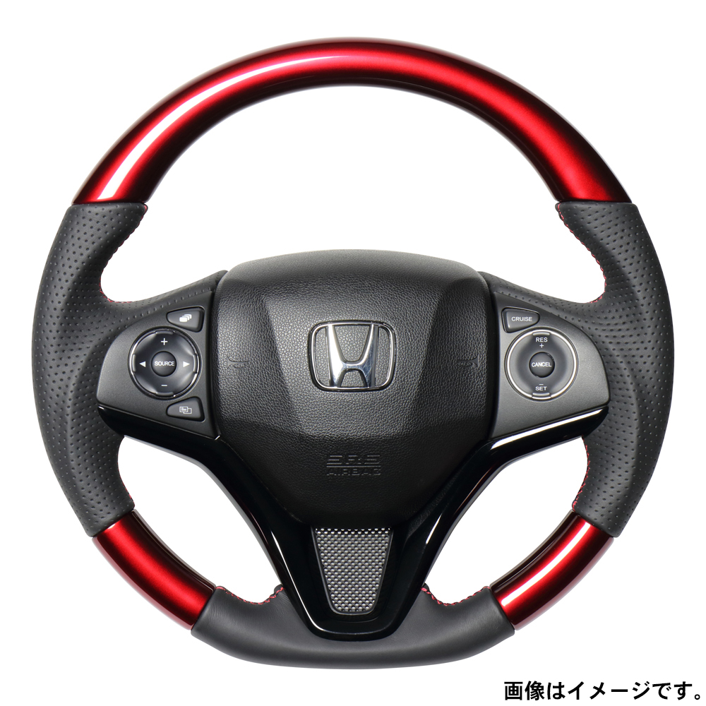 レアル ステアリング オリジナルシリーズ 品番：HNA-RDW-RD 適合：ヴェゼル (RU1～4) H25.12～R3.4 / フィット (GP5・6/GK3～6) H25.9～R2.2 / シャトル (GP7・8/GK8・9) H27.5～ / グレイス (GM4～6/GM9) H26.12～R2.7  REAL