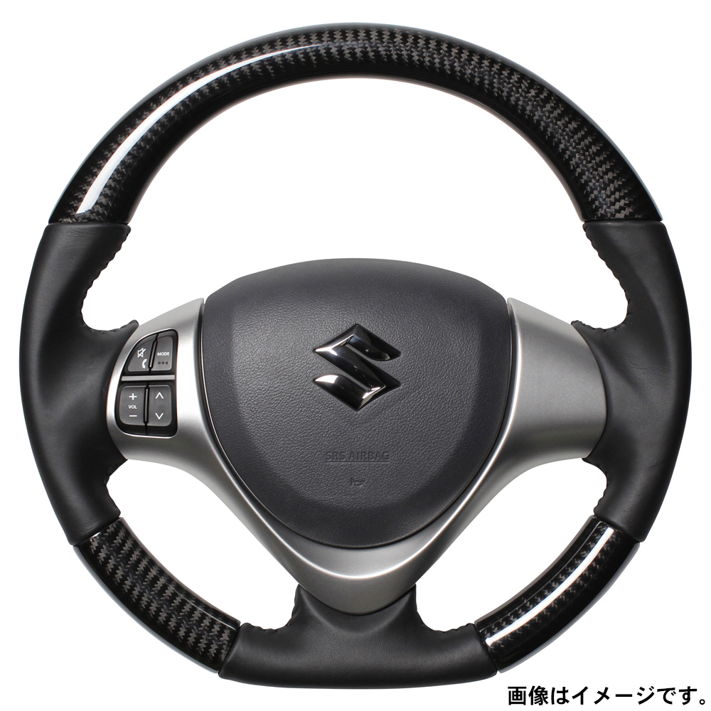 レアル ステアリング オリジナルシリーズ 品番：MR31-BKC-BK 適合：ハスラー (MR31S/MR41S) H26.1～R2.1 / ワゴンR (MH34S/MH44S) H24.9～H29.2 / ワゴンR スティングレー (MH34S/MH44S) H24.9～H29.2 / スペーシア (MK32S/MK42S) H25.3～H29.12 スペーシア カスタム (MK32S/MK42S) H25.3～H29.12 / アルト (HA25：後期/HA35：後期) H25.3～H26.12 / エブリイワゴン (DA17W) H27.2～ / フレア クロスオーバー (MS31S/MS41S) H26.1～R2.2 / フレア (MJ34S/MJ44S) H24.10～H29.3 REAL