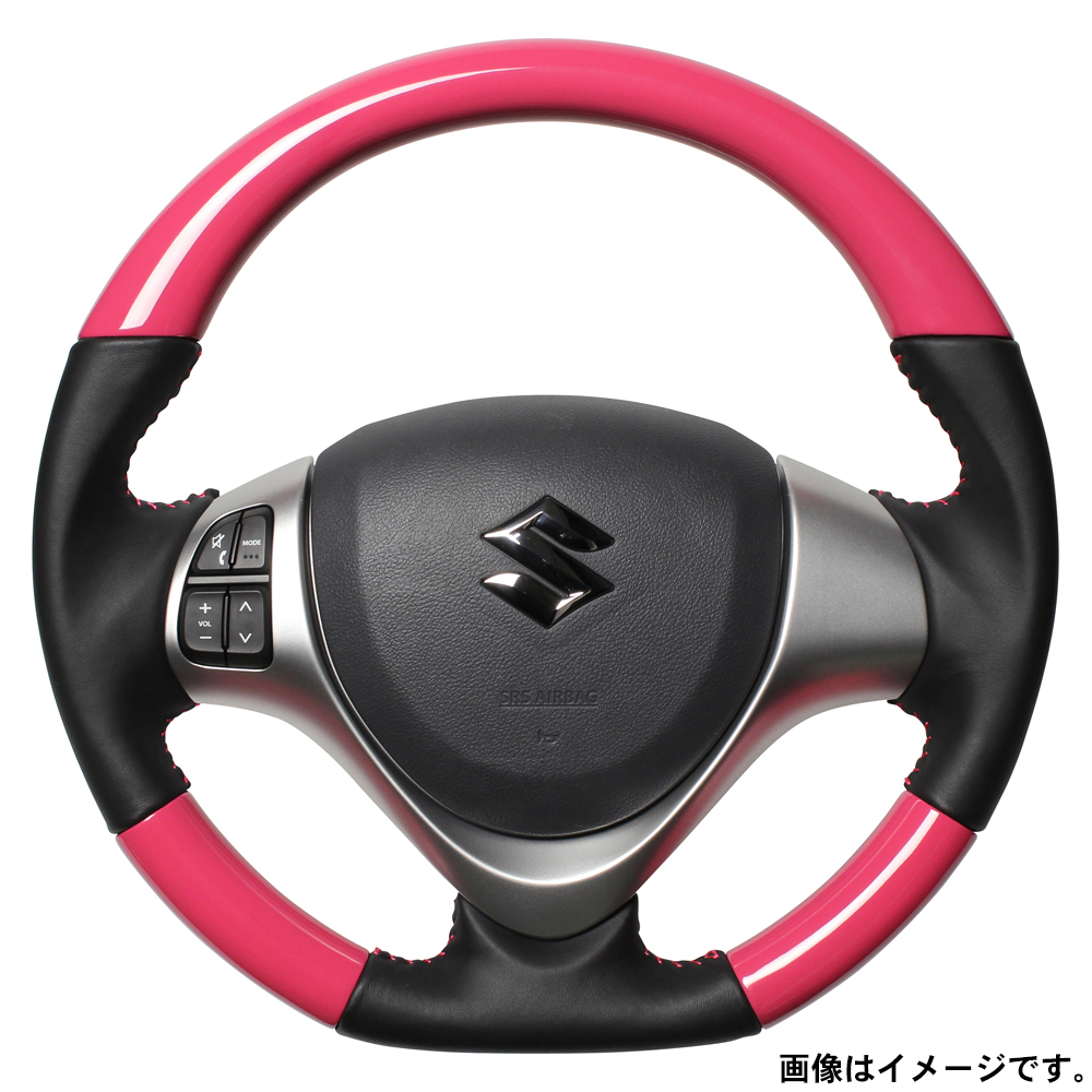 レアル ステアリング オリジナルシリーズ 品番：MR31-PCW-PC 適合：ハスラー (MR31S/MR41S) H26.1～R2.1 / ワゴンR (MH34S/MH44S) H24.9～H29.2 / ワゴンR スティングレー (MH34S/MH44S) H24.9～H29.2 / スペーシア (MK32S/MK42S) H25.3～H29.12 スペーシア カスタム (MK32S/MK42S) H25.3～H29.12 / アルト (HA25：後期/HA35：後期) H25.3～H26.12 / エブリイワゴン (DA17W) H27.2～ / フレア クロスオーバー (MS31S/MS41S) H26.1～R2.2 / フレア (MJ34S/MJ44S) H24.10～H29.3 REAL