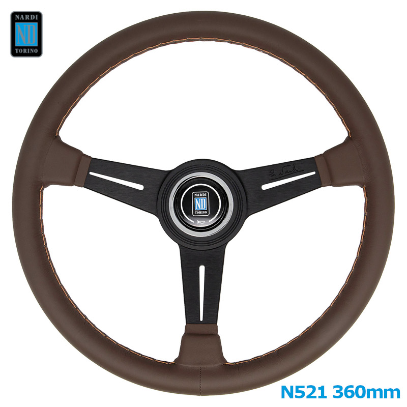 ナルディ ステアリング CLASSIC ブラウンスムースレザー ブラウンステッチ＆ブラックスポーク（36φ）   NARDI