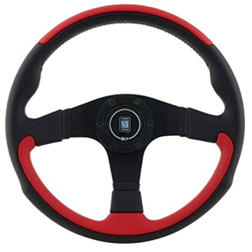 ナルディ ステアリング LEADER ブラックレザー×レッドレザー/ブラックスポーク（35φ）   NARDI