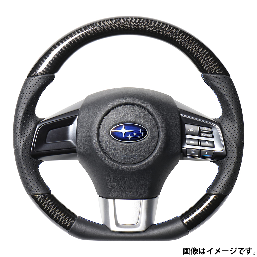 レアル ステアリング オリジナルシリーズ Dシェイプ 品番：SBA-BKC-BL 適合：レヴォーグ (VM4/VMG) H26.6～R2.10 / WRX STI (VAB) H26.8～ / WRX S4 (VAG) H26.8～  REAL