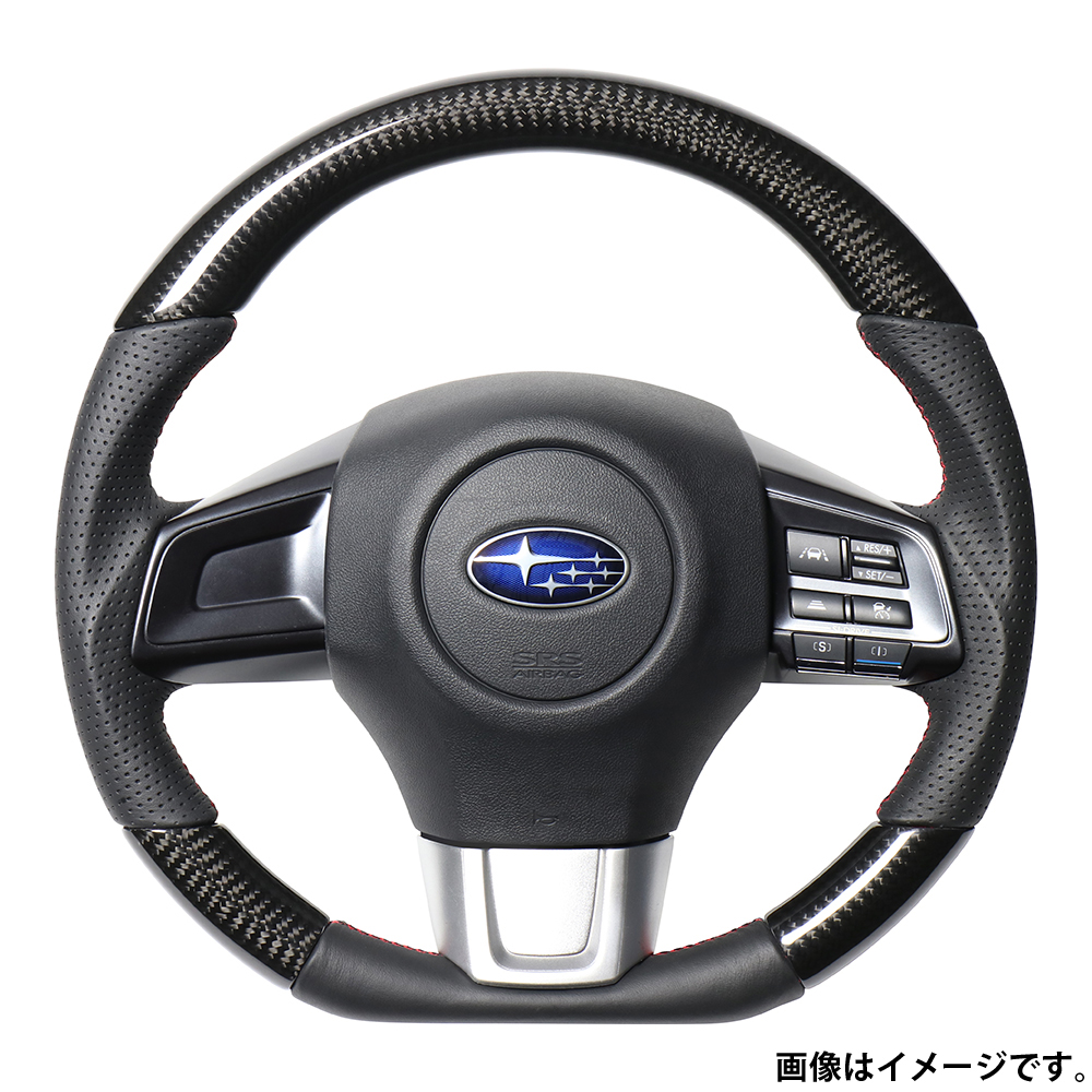 レアル ステアリング オリジナルシリーズ Dシェイプ 品番：SBA-BKC-RD 適合：レヴォーグ (VM4/VMG) H26.6～R2.10 / WRX STI (VAB) H26.8～ / WRX S4 (VAG) H26.8～  REAL