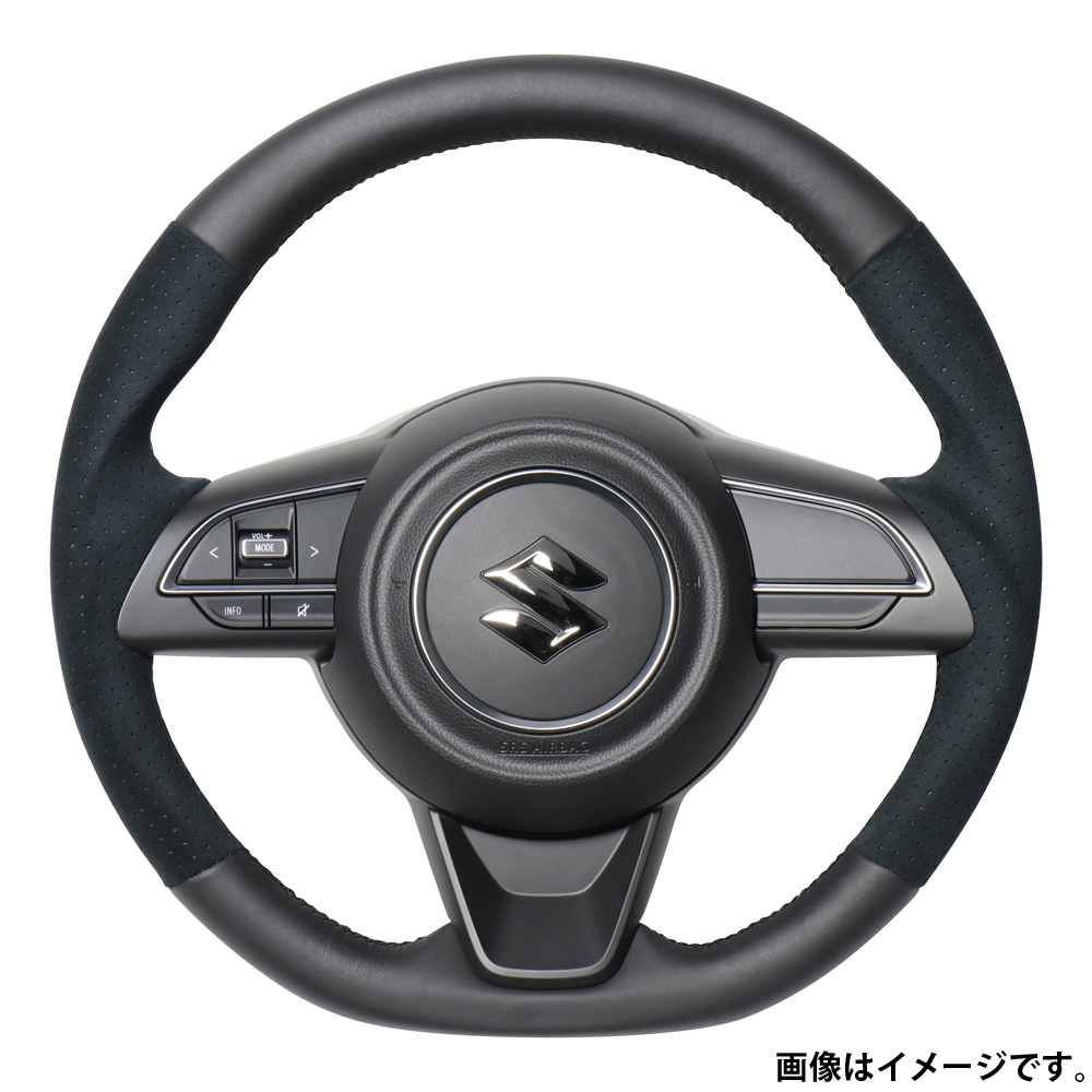 レアル ステアリング オリジナルシリーズ 品番：SZA-ALC-BK 適合：スイフト スポーツ (ZC33S) H29.9～ / スイフト (ZC13S/ZC43S/ZC53S/ZD53S/ZC83S/ZD83S) H29.1～  REAL