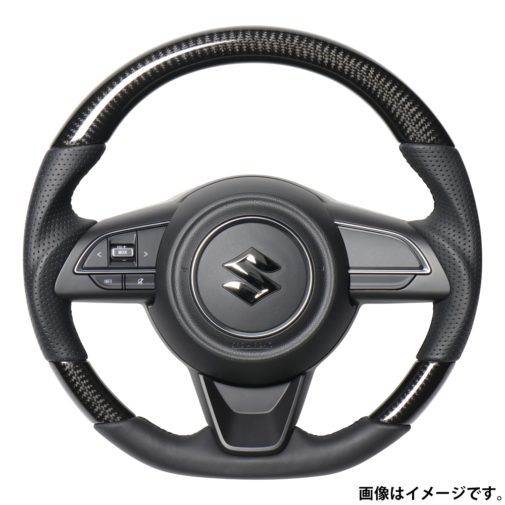レアル ステアリング オリジナルシリーズ 品番：SZA-BKC-BK 適合：スイフト スポーツ (ZC33S) H29.9～ / スイフト (ZC13S/ZC43S/ZC53S/ZD53S/ZC83S/ZD83S) H29.1～  REAL