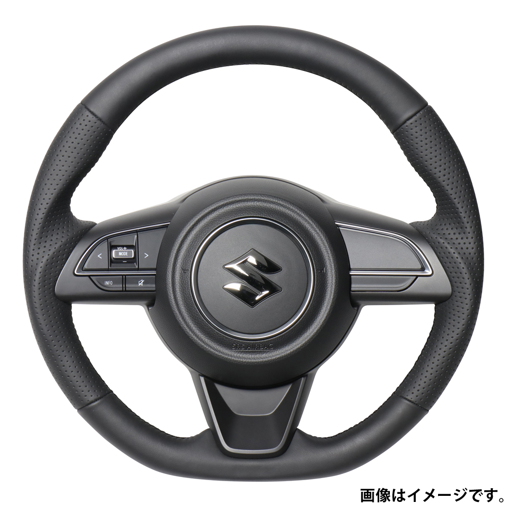 レアル ステアリング オリジナルシリーズ 品番：SZA-LPB-BK 適合：スイフト スポーツ (ZC33S) H29.9～ / スイフト (ZC13S/ZC43S/ZC53S/ZD53S/ZC83S/ZD83S) H29.1～  REAL