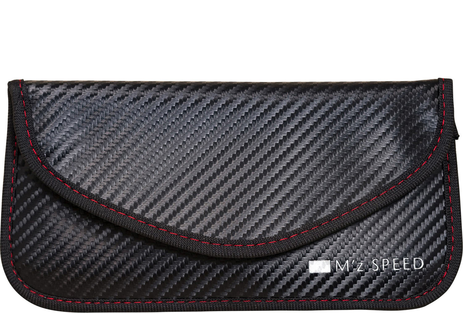 MZ SPEED エムズスピード リレーアタックガードポーチIII カーボンファイバー柄 リレーアタック対応のスマートキー専用ポーチ。スマートキーをポーチ内に入れると発信している電波を遮断し、電波ジャックされません。 寸法19.8cm×10.3cm 素材：PU カーボンファイバー柄　MｚSPEED ロゴ入り 仕様：スマートキーが3つ収納できます。 MZ SPEED