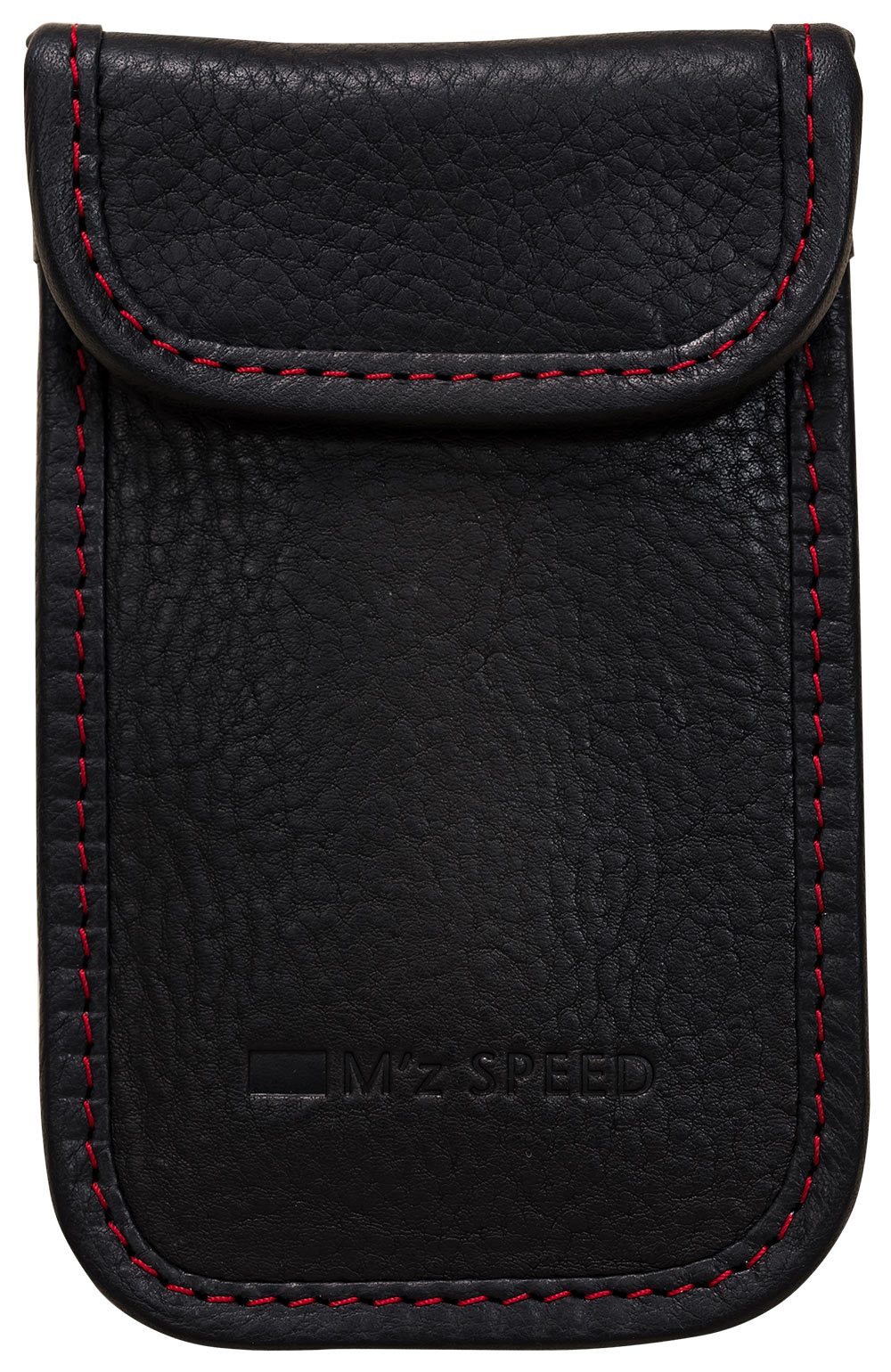 MZ SPEED エムズスピード リレーアタックガードポーチII イタリアンレザー ブラック スマートキー専用ポーチ。スマートキーをこのポーチ内に入れることでスマートキーから発信している電波を遮断し、電波ジャックをシャットアウト。リレーアタックによる車両盗難の防止に役立ちます。  手前のポケットに収納すれば、電波を遮断しないのでスマートキーケースとしてもお使いいただけます。 MZ SPEED
