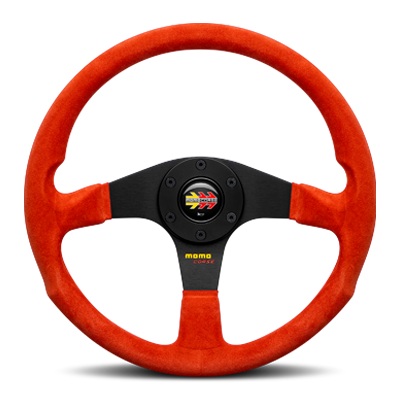 【正規品輸入品】 MOMO CORSE 2.0 SUEDE RED 350mm M-9 専用デザインのホーンボタン・取付ビス6本付属。ボス（ハブ）・アースリング・配線・取付ビス・レンチは付属しませんので、ボス（ハブ）側の付属品をご利用下さい。 MOMO