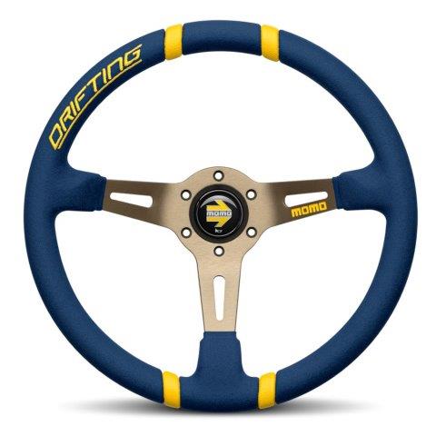 【正規品輸入品】 DRIFTING ドリフティング マイクロファイバー 35Φ MOMO×FORTUNE コラボ MOMOマークホーンボタンが付属します。ボス（ハブ）・アースリング・配線・取付ビス・レンチは付属しません。ボス（ハブ）側の付属品をご利用下さい。 MOMO