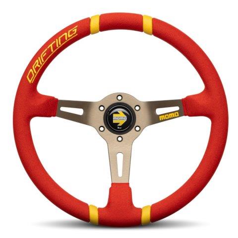 【正規品輸入品】 DRIFTING ドリフティング マイクロファイバー 35Φ MOMO×FORTUNE コラボ MOMOマークホーンボタンが付属します。ボス（ハブ）・アースリング・配線・取付ビス・レンチは付属しません。ボス（ハブ）側の付属品をご利用下さい。 MOMO