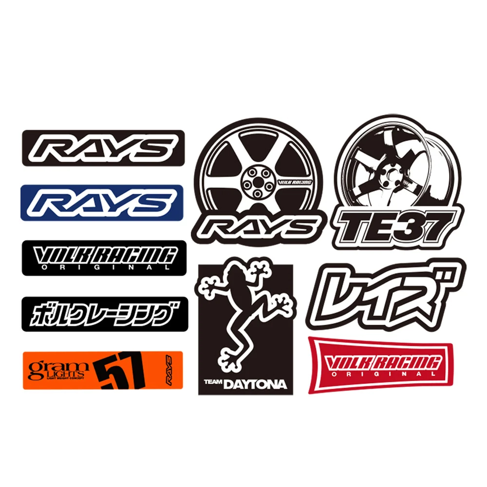 RAYS ミックスステッカー10種類 オリジナルステッカセット 10種類、各30mm幅 Made in Japan  RAYS