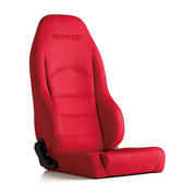 DIGOIII LIGHT レッド リクライニングシート バックレスト全高を3cm低く抑え多くの車両に装着可能です｡高級感あるスエード調シート素材を採用したスリムリクライニングシート 軽自動車など車内がタイトな車種に最適なコンパクトサイズ BRIDE 