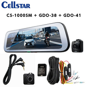 CS-1000SM+GDO-38+GDO-41+GDO-20 ドラレコ機能デジタルミラー+前方カメラ+常時電源コード+反射ステッカー   CELLSTAR 