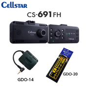 CS-691FH+GDO-14+GDO-20 前方＋車内2カメラドライブレコーダー+GPSユニット+反射ステッカー 前方と車内を同時に録画！車内側のアングル調整ができるので前方も車内もバッチリ録画 スーパーキャパシタ搭載！ 電源ケーブルが外れても安心 CELLSTAR 
