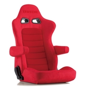 EUROSTERII CRUZ レッドBE シートヒーター搭載モデル リクライニングシート バックレストに便利なポケットを装備し、ヘッドレスト後面には存在感を示す「BRIDE」の刺繍が入り アームレストは別売になります。シートヒーター搭載モデル（12V専用） BRIDE 