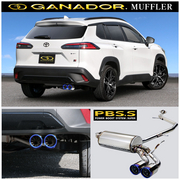 ガナドール マフラー Vertex 4WD/SUV【取付店のみ送料無料(車関係以外の法人・個人宅・沖縄・離島除く)】 2025.8～（R7.8～） 6AA-MXGH15（E-Four） ハイブリッド　GR SPORT　標準パンパー φ85 サークル（右ダブル出し）―テール材質｜チタニウム（ブルー発色仕上げ）―本体材質　｜ステンレス GANADOR 