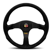 【正規品輸入品】 MOMO CORSE 2.0 SUEDE BLACK 350mm M-8 専用デザインのホーンボタン・取付ビス6本付属。ボス（ハブ）・アースリング・配線・取付ビス・レンチは付属しませんので、ボス（ハブ）側の付属品をご利用下さい。 MOMO 