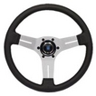 ナルディ ステアリング COMPETITION ブラックパンチングレザー/シルバースポーク（33φ） 70～80年代、クラシックと人気を二分したコンペティションをベースに、グリップをパンチングレザーに、ステッチをグレーのクロスステッチへとモディファイした『NEW・コンペティション』  NARDI