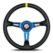 【在庫品特価】【正規品輸入品】 MOD.08 モデル08 レザー/ブルースポーク 35Φ M-59 ホーンボタンHB-18が付属します。ボス（ハブ）・アースリング・配線・取付ビス・レンチは付属しません。ボス（ハブ）側の付属品をご利用下さい。 MOMO
