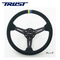 TRUST トラスト GReddy スポーツステアリング スエード ディープ ◆材質　グリップ部：ウルトラスエード 、スポーク部：アルミ・ブラックアルマイト処理、GReddyロゴ刻印 ◆直径340mm 、グリップ径26㎜、バックグリップ29-31mm 付き、P.C.D 70mm ◆深さ　STD:47mm　、DEEP：80mm TRUST