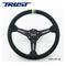 TRUST トラスト GReddy スポーツステアリング スエード スタンダード ◆材質　グリップ部：ウルトラスエード 、スポーク部：アルミ・ブラックアルマイト処理、GReddyロゴ刻印 ◆直径340mm 、グリップ径26㎜、バックグリップ29-31mm 付き、P.C.D 70mm ◆深さ　STD:47mm　、DEEP：80mm TRUST