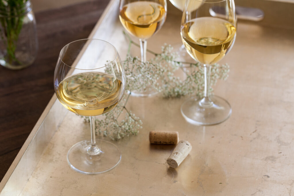 White Wine with Pretty Flowers