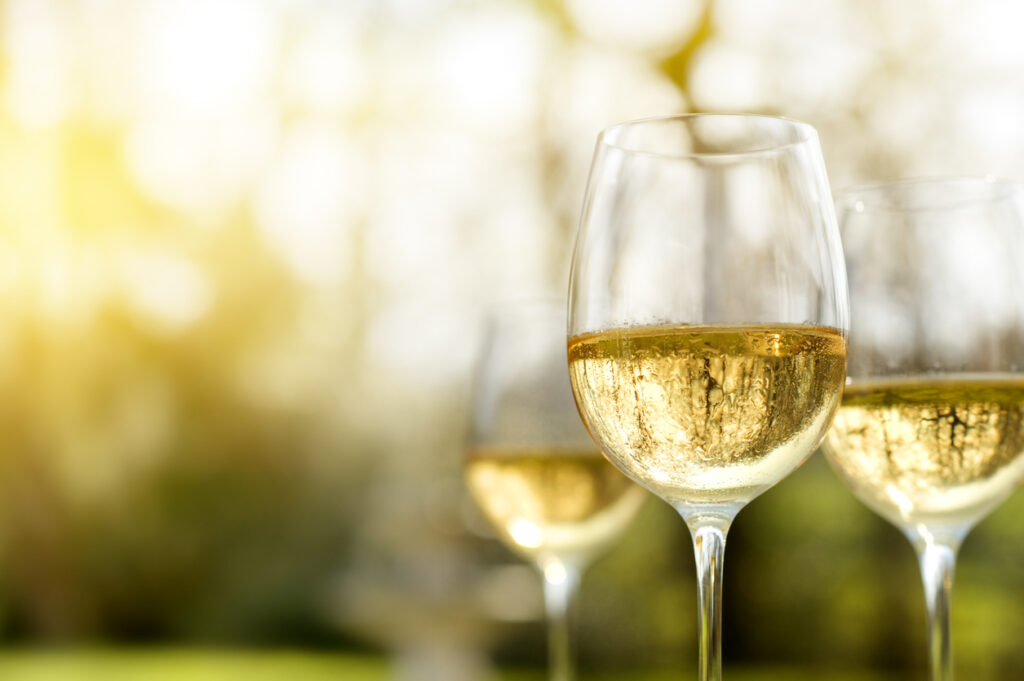Alfresco chilled white wine in late summer or autumn.