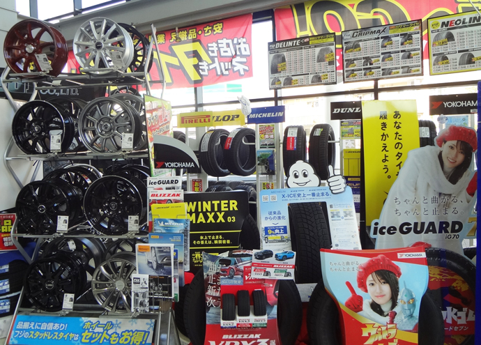 店内ホイール展示コーナー